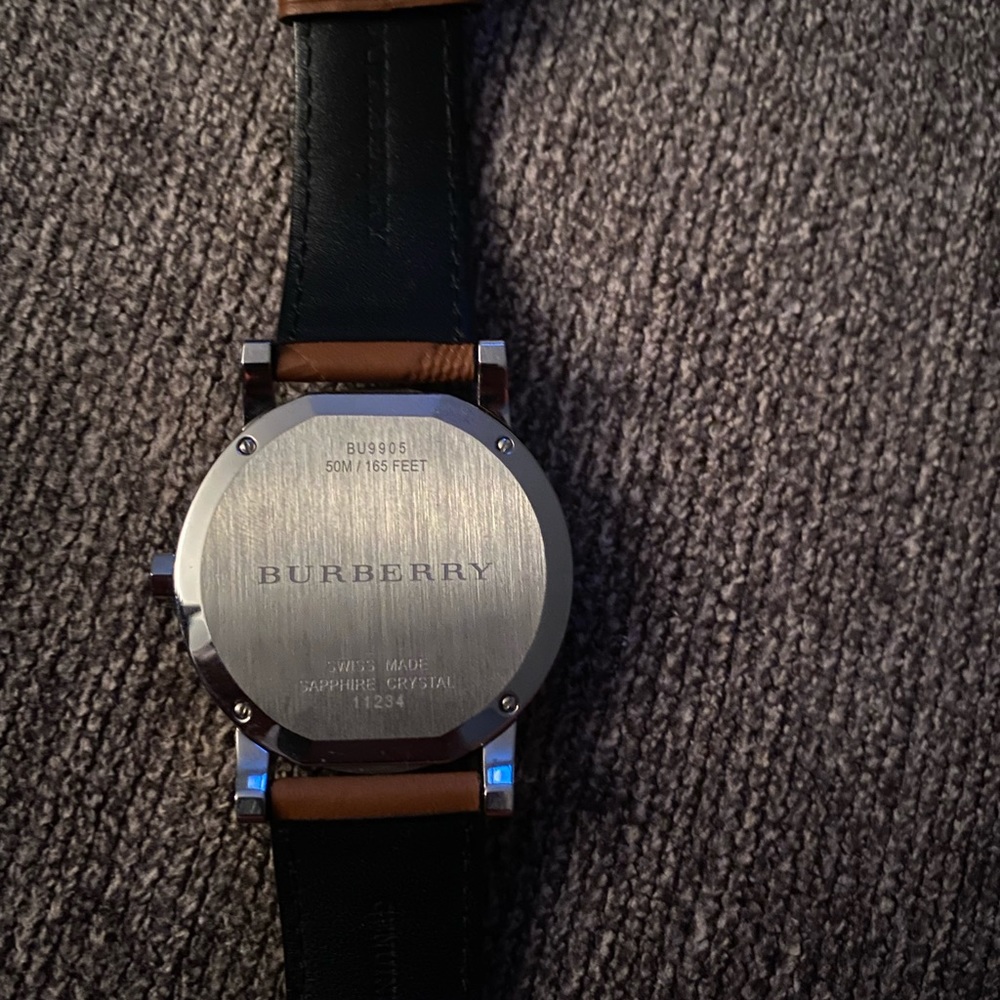 Men’s Burberry Chronograph the City Brown Leather Watch 42mm